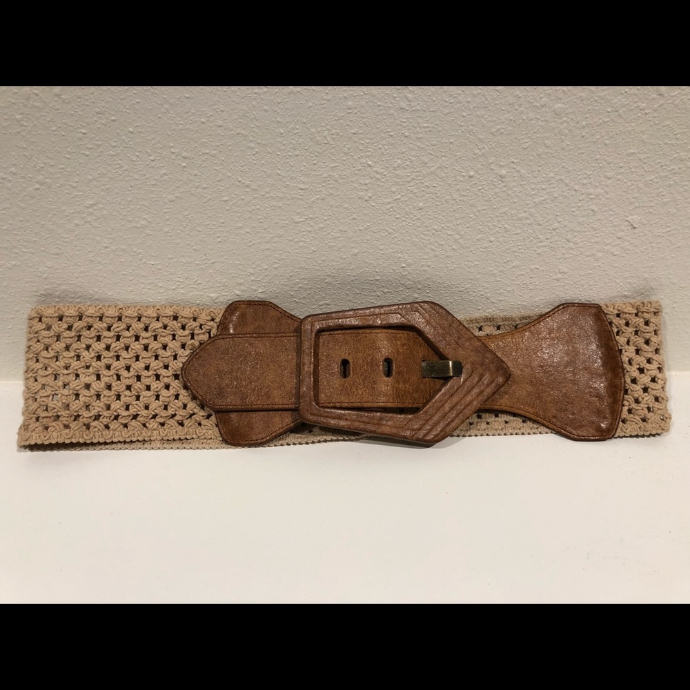 Stretchy Macrame and Cognac Belt